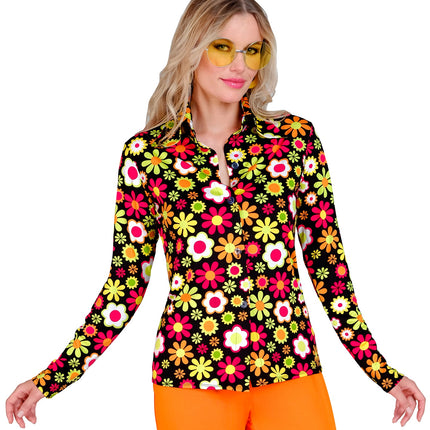 Widmann SRL Jaren 70 shirt flowers dames