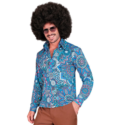 Widmann SRL Jaren 70 shirt mandala blauw heren