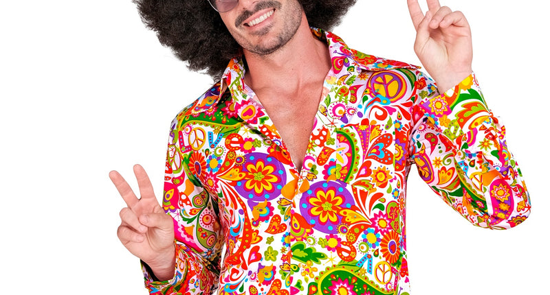 Widmann SRL Jaren 70 shirt peace party heren