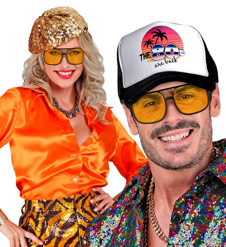 Widmann SRL Jaren 90 hippiebril met gele glazen