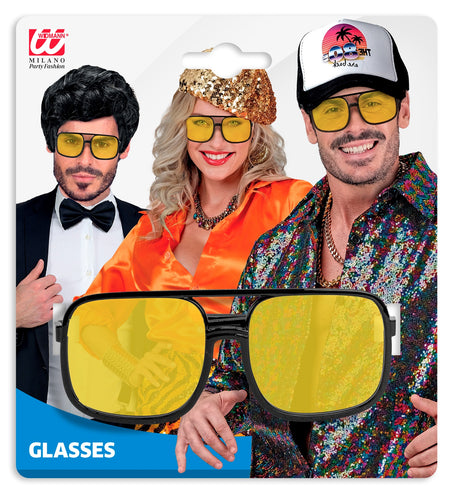 Widmann SRL Jaren 90 hippiebril met gele glazen