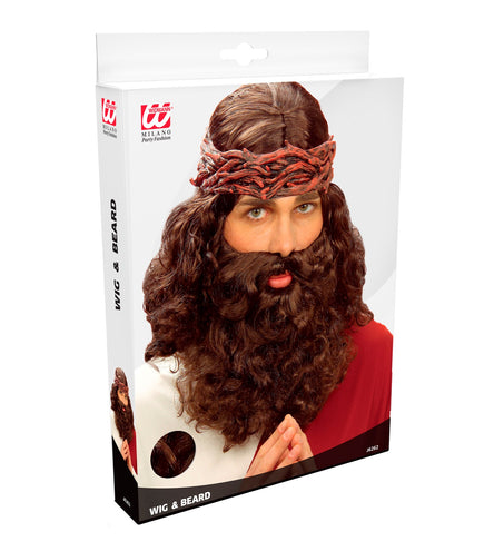 Widmann SRL Jezus pruik met baard en snor bruin