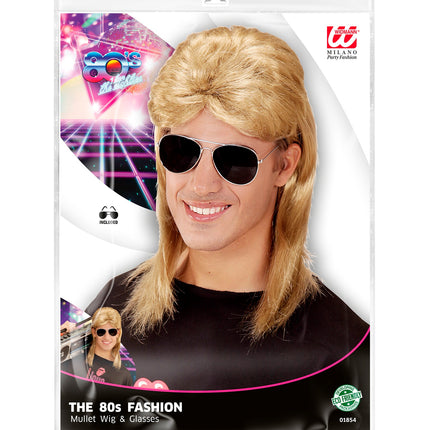 Widmann SRL Jokertje pruik met matje en bril blond