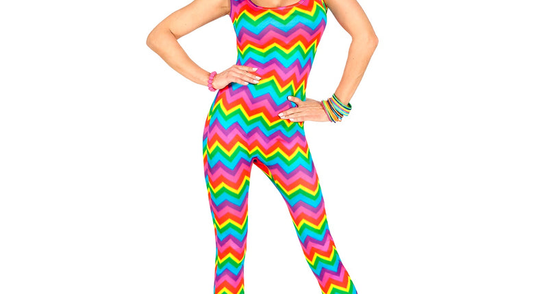 Widmann SRL Jurk jaren 70 neon gestreept