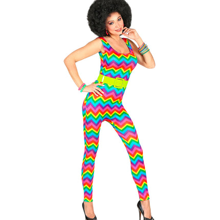 Widmann SRL Jurk jaren 70 neon gestreept