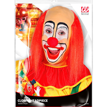 Widmann SRL Kale kop pruik clown met rood haar