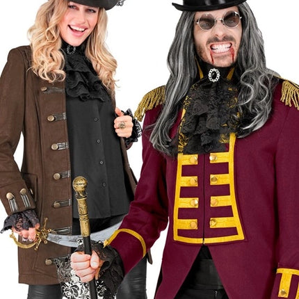 Widmann SRL Kanten jabot met edelstenen en manchetten zwart Niek