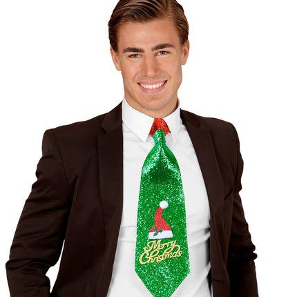 Widmann SRL Kerst stropdas glitter Merry Christmas