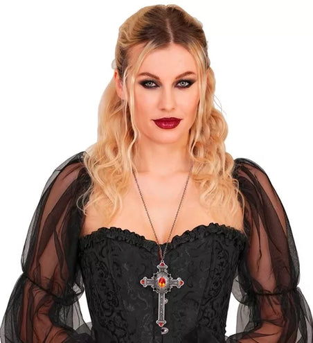 Widmann SRL Ketting kruis met rode juwelen Lotte