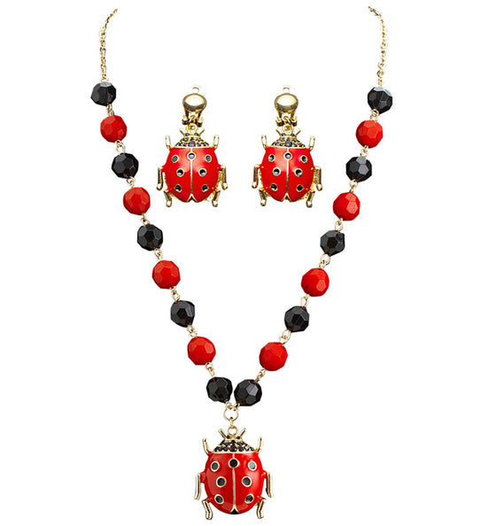 Widmann SRL Ketting lieveheersbeestje met oorbellen