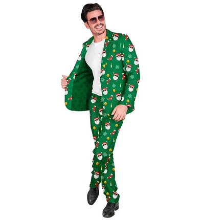 Widmann SRL Kostuum kerstmanprint Santa