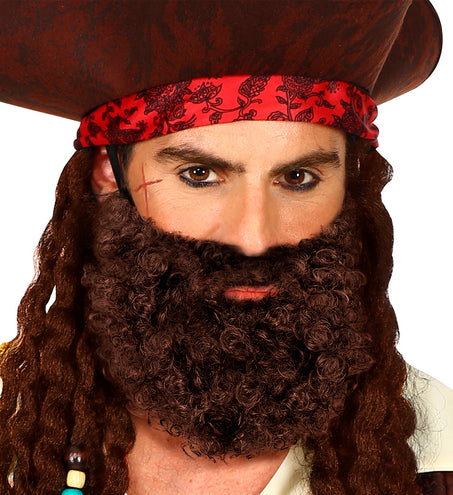 Widmann SRL Krullende baard met snor Leonardo, bruin