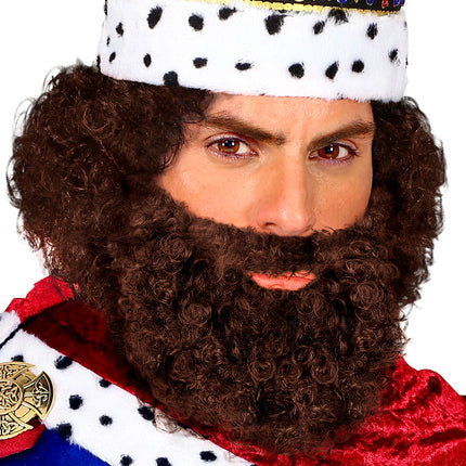 Widmann SRL Krullende baard met snor Leonardo, bruin