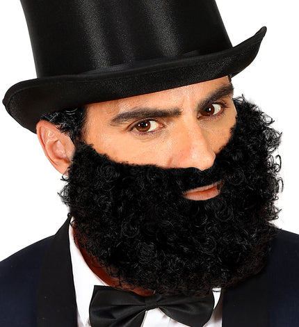Widmann SRL Krullende baard met snor Leonardo, zwart