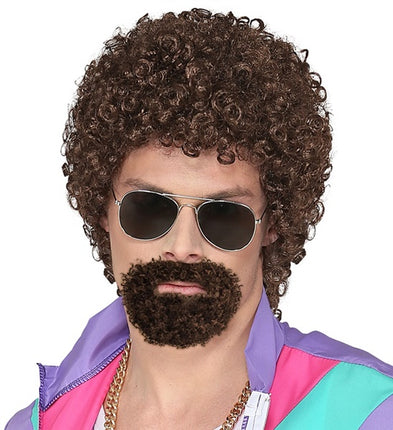 Widmann SRL Krulpruik disco met ringbaard bruin
