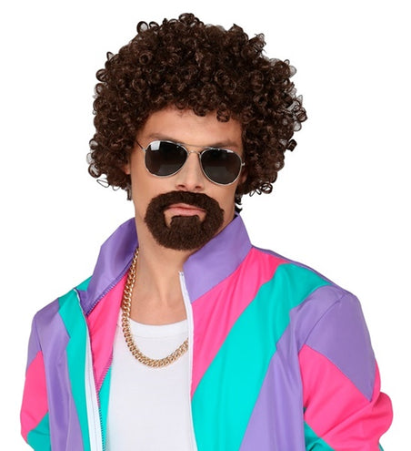 Widmann SRL Krulpruik disco met ringbaard bruin