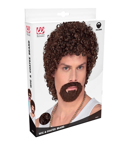 Widmann SRL Krulpruik disco met ringbaard bruin