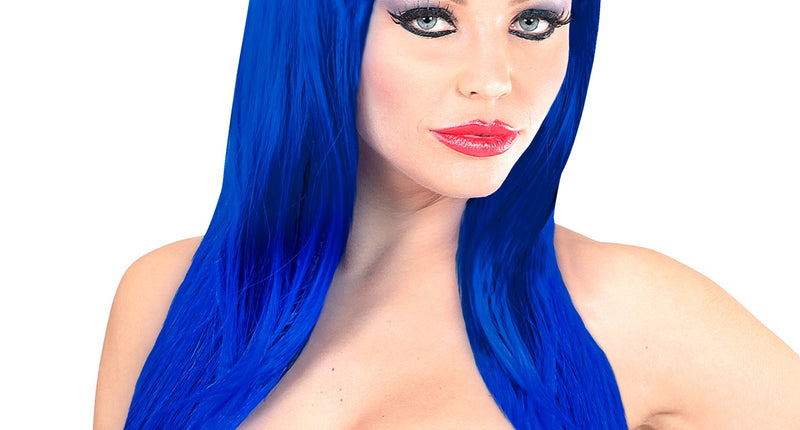 Widmann SRL Lang haar pruik blauw