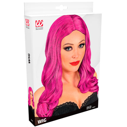 Widmann SRL Lange pruik roxy roze/ fuchsia