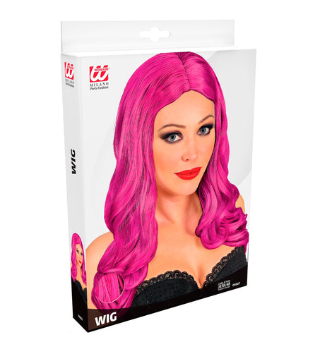Widmann SRL Lange pruik roxy roze/ fuchsia