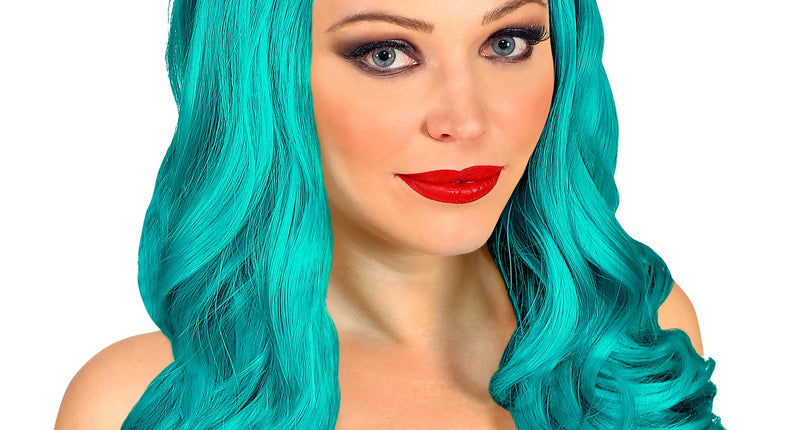 Widmann SRL Lange pruik roxy turquoise
