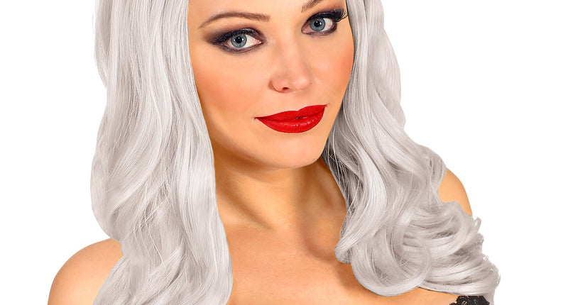 Widmann SRL Lange pruik wit roxy