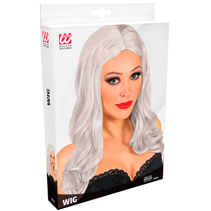 Widmann SRL Lange pruik wit roxy