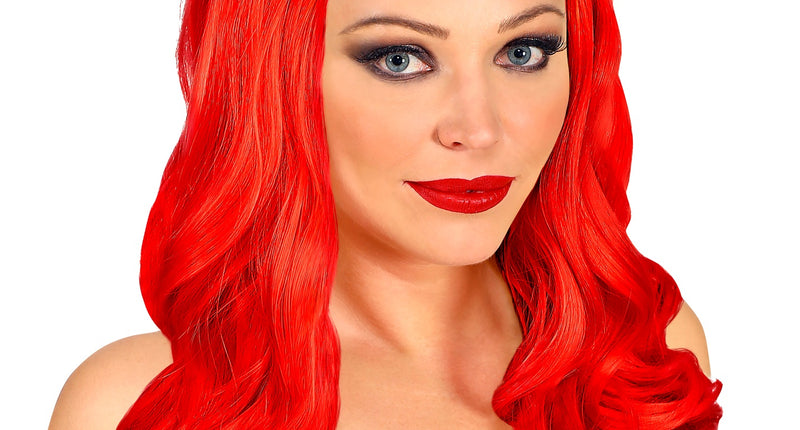 Widmann SRL Lange rode pruik roxy met krul