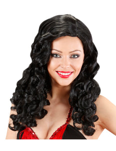Widmann SRL Lange zwarte krullen pruik Jane