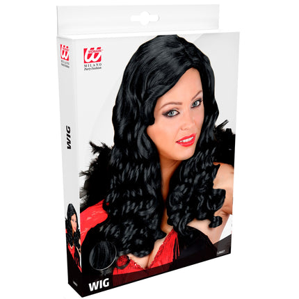 Widmann SRL Lange zwarte krullen pruik Jane