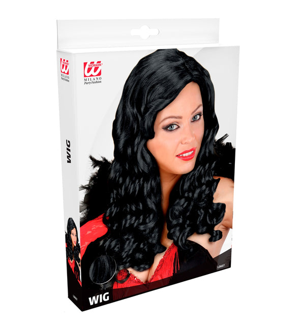 Widmann SRL Lange zwarte krullen pruik Jane