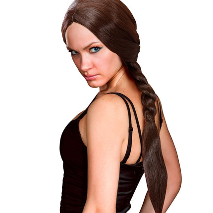 Widmann SRL Lara Croft Tomb raider pruik bruin