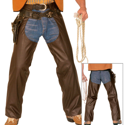Widmann SRL Lederlook cowboy broek met chaps bruin