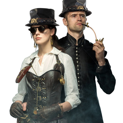 Widmann SRL Lederlook hoge hoed met bandje