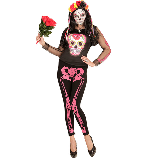 Widmann SRL Legging skelet neon roze