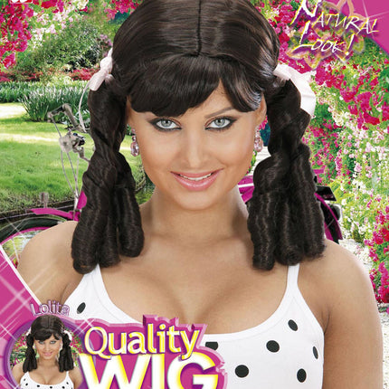 Widmann SRL Lolita pruik bruin met haarstrikjes