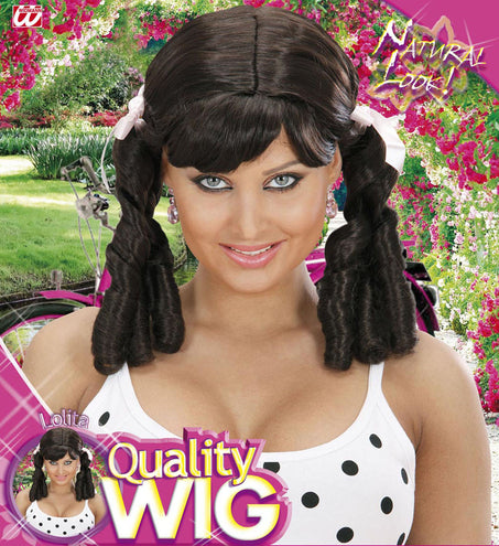 Widmann SRL Lolita pruik bruin met haarstrikjes