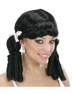 Widmann SRL Lolita pruik zwart met haarstrikjes