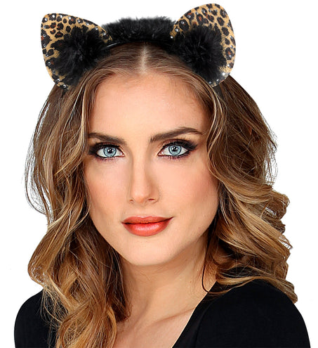 Widmann SRL Luipaard oortjes met steentjes bruin