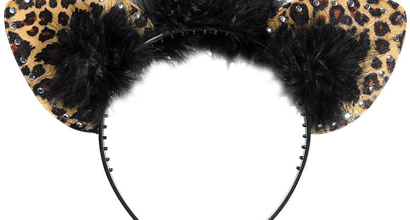 Widmann SRL Luipaard oortjes met steentjes bruin