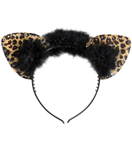 Widmann SRL Luipaard oortjes met steentjes bruin