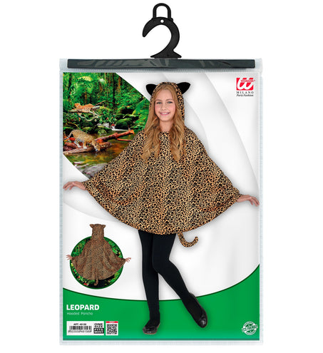 Widmann SRL Luipaard poncho met muts kinderen