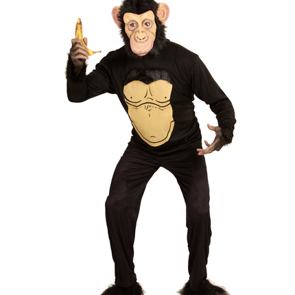 Widmann SRL Luxe Chimpansee sweater met masker voor carnaval