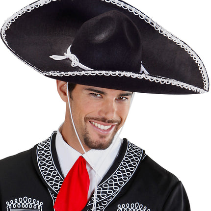 Widmann SRL Mariachi hoed sombrero zwart wit
