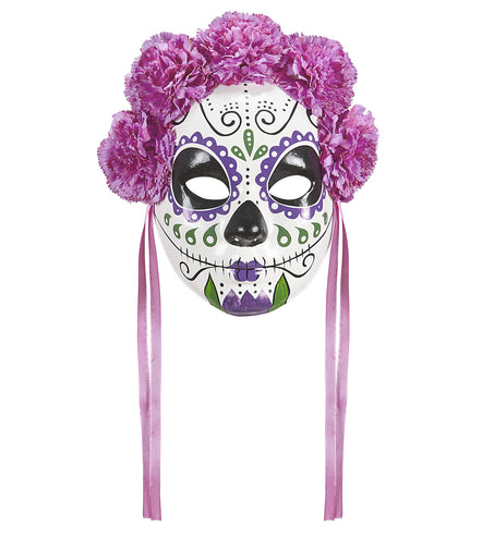 Widmann SRL Masker Dia De Los Muertos Met Paarse Rozen