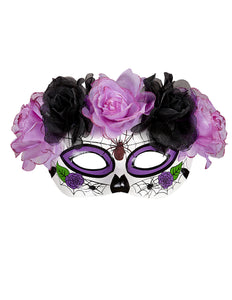 Widmann SRL Masker Dia De Los Muertos Met Paars/Zwarte Rozen