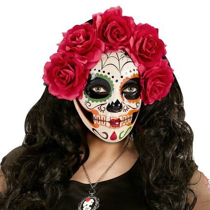 Widmann SRL Masker Dia De Los Muertos Met Rode Rozen