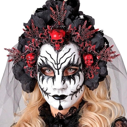 Widmann SRL Masker met zwarte rozen en sluier dode koningin Luuk