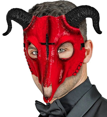 Widmann SRL Masker satanische ram rood hard plastic Vera