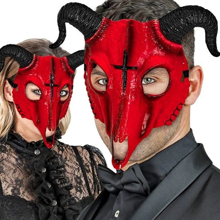 Widmann SRL Masker satanische ram rood hard plastic Vera